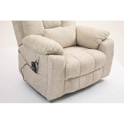 Old age electric lift chair, flat high density foam electric sofa, with heating and massage functions, can tilt to 180 degrees, 2 pocket cup holders, 2 remote controls, dual OKIN motors