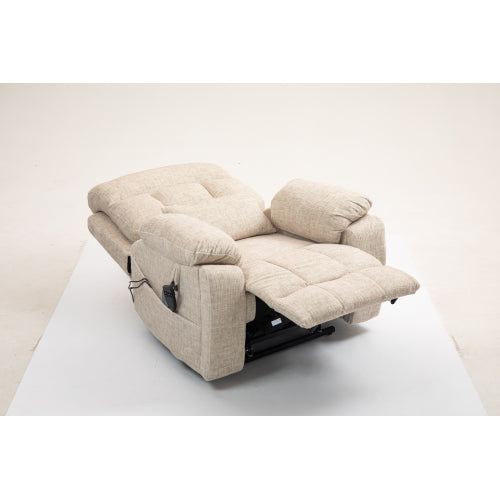 Old age electric lift chair, flat high density foam electric sofa, with heating and massage functions, can tilt to 180 degrees, 2 pocket cup holders, 2 remote controls, dual OKIN motors