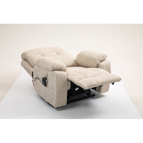 Old age electric lift chair, flat high density foam electric sofa, with heating and massage functions, can tilt to 180 degrees, 2 pocket cup holders, 2 remote controls, dual OKIN motors