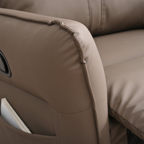 PU Rocking Recliner Chair,360° Swivel Nursery Rocking Chair,Glider Chair,Modern Small Rocking Swivel Recliner Chair for Bedroom,Living Room Chair Home Theater Seating,Side Pocket(Brown+360° Swivel)