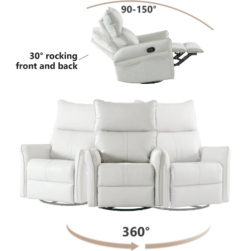 Rocking Recliner Chair,360 ° Swivel Nursery Rocking Chair,Glider Chair,Modern Small Rocking Swivel Recliner Chair for Bedroom,Living Room Chair Home Theater Seat,Side Pocket(Light Gray+360°Swivel)