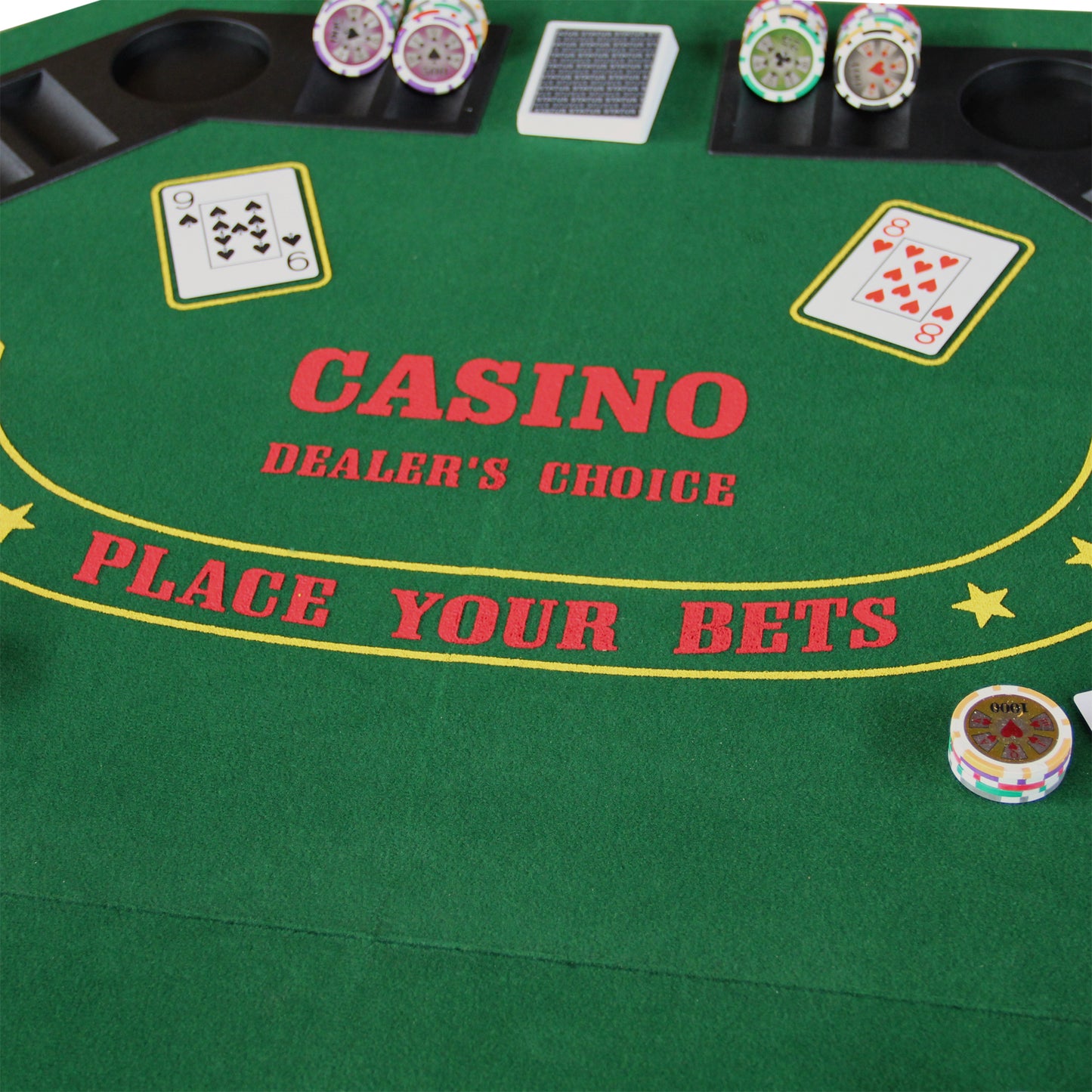 INO Design 48" Folding Poker Tabletop for 8-Player Texas Holdem Octagon Casino Game Portable Layout Mat Green