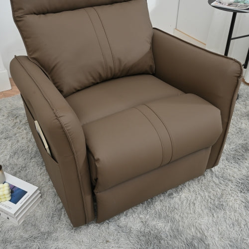 270° Power Swivel Rocker Recliner Chair, Electric Glider Reclining Sofa with USB Ports, PU Faux Leather Power Swivel Glider, Rocking Chair,Nursery Recliners for Living Room Bedroom(Brown+270° Swivel)