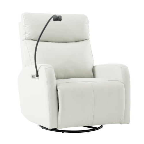 270° Power Swivel Rocker Recliner Chair, Electric Glider Reclining Sofa with USB Ports, Power Swivel Glider, Rocking Chair Nursery Recliners for Living Room Bedroom(Light Gray+270° Swivel)