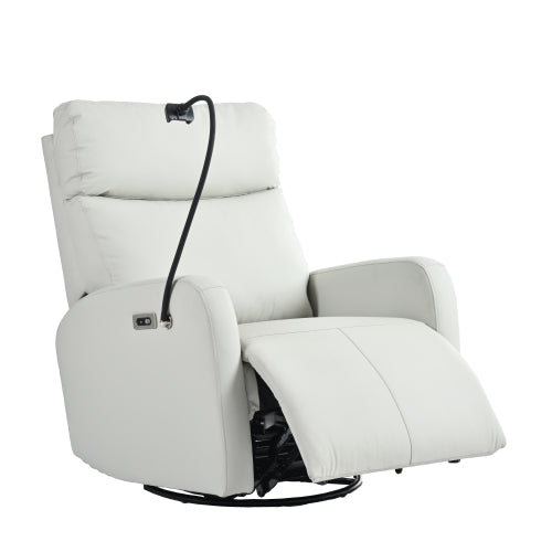 270° Power Swivel Rocker Recliner Chair, Electric Glider Reclining Sofa with USB Ports, Power Swivel Glider, Rocking Chair Nursery Recliners for Living Room Bedroom(Light Gray+270° Swivel)