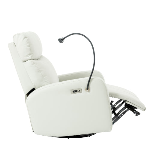 270° Power Swivel Rocker Recliner Chair, Electric Glider Reclining Sofa with USB Ports, Power Swivel Glider, Rocking Chair Nursery Recliners for Living Room Bedroom(Light Gray+270° Swivel)