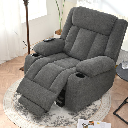 Power Lift Recliner Chair for Elderly,Fabric Lift Chairs for Living Room w/ Extended Footrest,Classic Single Sofa,Home Theater Seat with 2 Cup Holders,Side Pockets,Remote Control(Dark Gray)