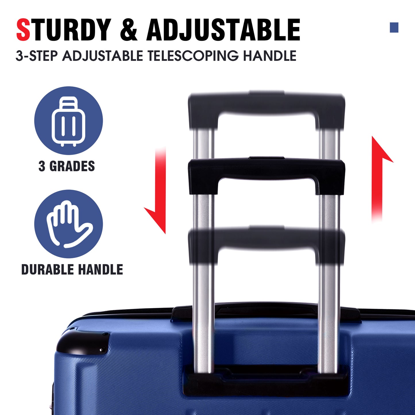 Luggage Sets 2 Piece, Hardshell ABS Lightweight and Expandable(only 28") Suitcases with Double Wheels, Carry-on Luggage, 2-Piece Set (20/28), Blue