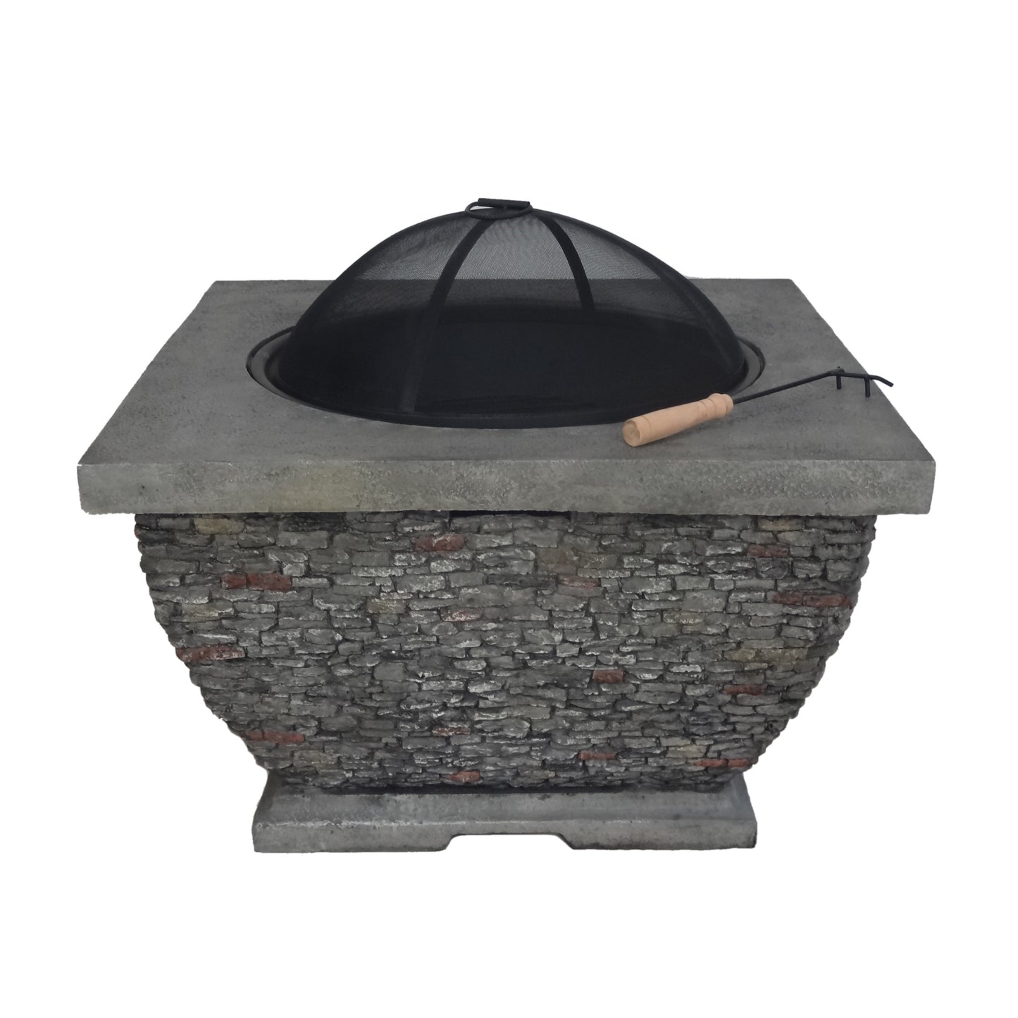 32" MgO Light-Weight Concrete Wood Burning Square Fire Pit, Grey