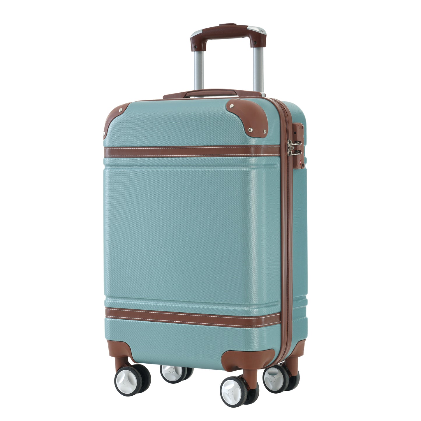 Hardshell Luggage Sets with Bags Carry-on Suitcase Double Spinner Wheels with TSA Lock ,Single Vintage Luggage 20 IN,Green