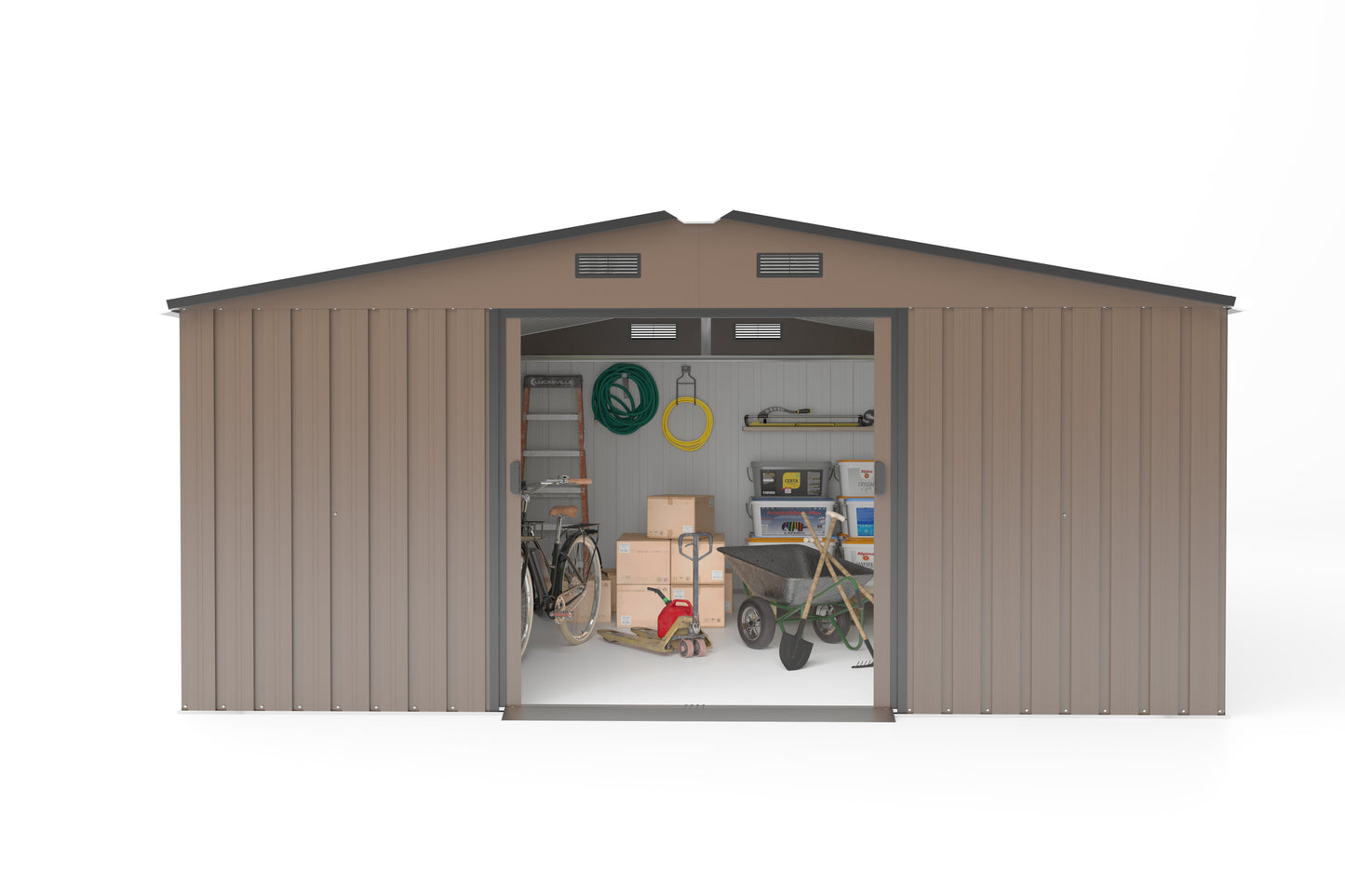 10*12ft 0.25mm color steel plate, surface protective film, Two daylight Windows, A practical and thoughtful gift,two colors can be freely selected storage sheds