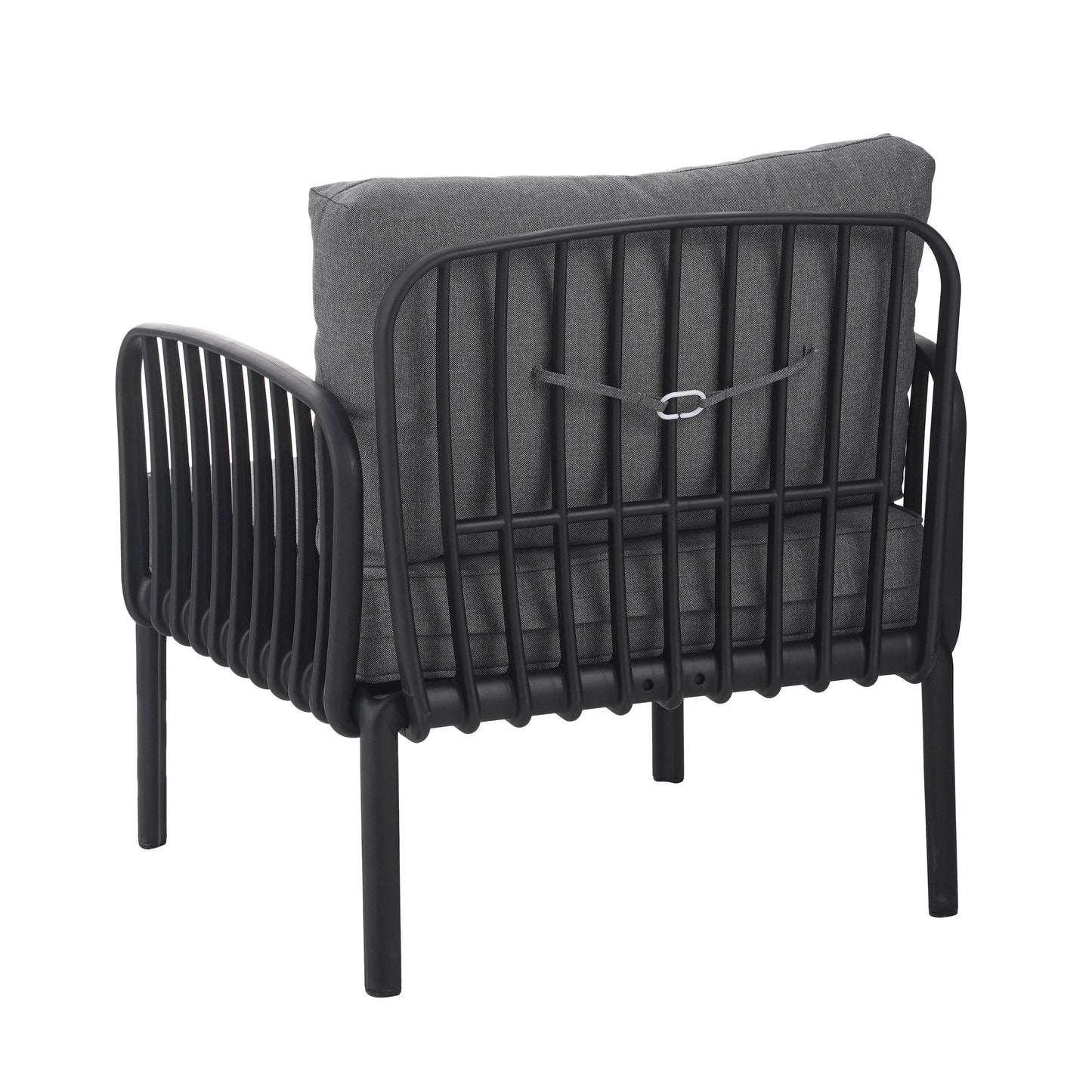 Outdoor Patio Club Chair, Modern Patio Furniture, Waterproof Thick Cushion Deep Seating for Porch, Balcony, Black & Dark Gray