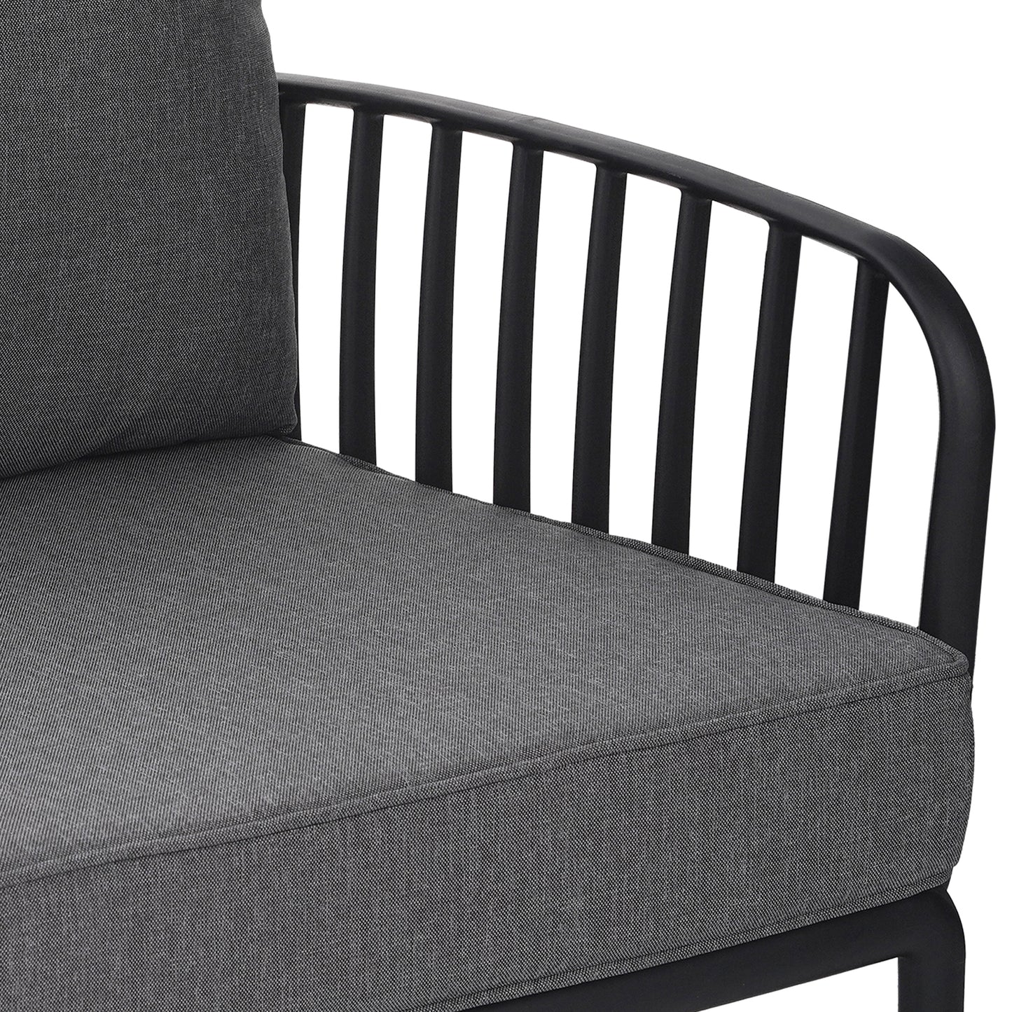 Outdoor Patio Club Chair, Modern Patio Furniture, Waterproof Thick Cushion Deep Seating for Porch, Balcony, Black & Dark Gray