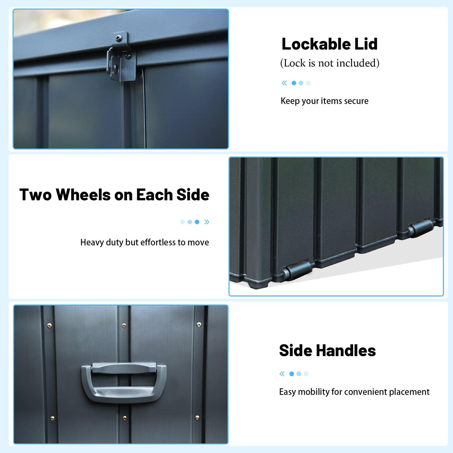 Outdoor Storage Box, 100 Gallon Metal Deck Box Built-in a Oxford Fabric Storage Bag, Lockable & Waterproof Outside Patio Storage Box - Gray