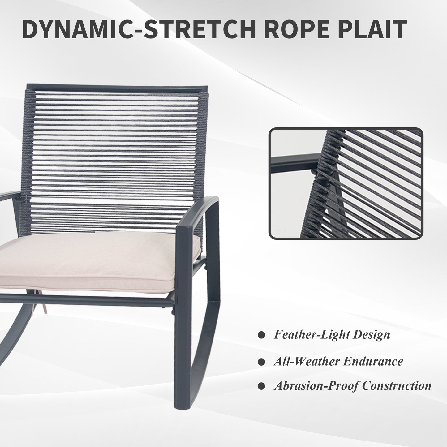 2-person Outdoor Patio Bistro Metal Rocking Conversation Set With Table