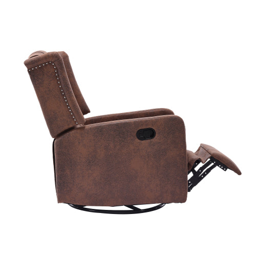 COOLMORE Rocking Recliner Chair,360 Degree Swivel Nursery Rocking Chair,Glider Chair,Modern Small Rocking Swivel Recliner Chair for Bedroom,Living Room Chair Home Theater Seat (Coffee)