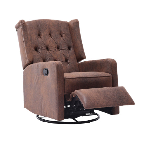 COOLMORE Rocking Recliner Chair,360 Degree Swivel Nursery Rocking Chair,Glider Chair,Modern Small Rocking Swivel Recliner Chair for Bedroom,Living Room Chair Home Theater Seat (Coffee)