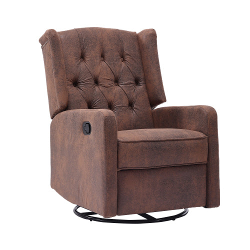COOLMORE Rocking Recliner Chair,360 Degree Swivel Nursery Rocking Chair,Glider Chair,Modern Small Rocking Swivel Recliner Chair for Bedroom,Living Room Chair Home Theater Seat (Coffee)