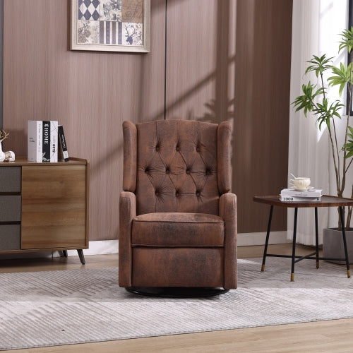 COOLMORE Rocking Recliner Chair,360 Degree Swivel Nursery Rocking Chair,Glider Chair,Modern Small Rocking Swivel Recliner Chair for Bedroom,Living Room Chair Home Theater Seat (Coffee)