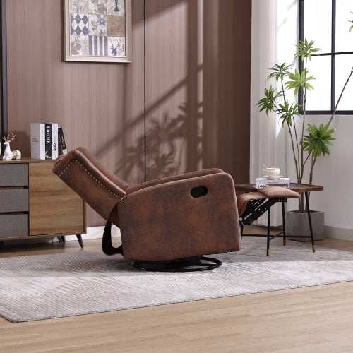 COOLMORE Rocking Recliner Chair,360 Degree Swivel Nursery Rocking Chair,Glider Chair,Modern Small Rocking Swivel Recliner Chair for Bedroom,Living Room Chair Home Theater Seat (Coffee)