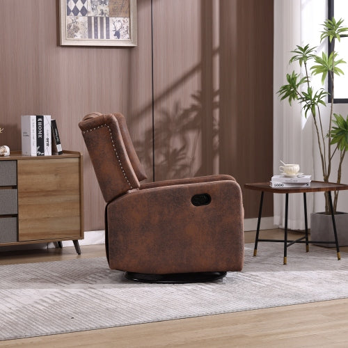 COOLMORE Rocking Recliner Chair,360 Degree Swivel Nursery Rocking Chair,Glider Chair,Modern Small Rocking Swivel Recliner Chair for Bedroom,Living Room Chair Home Theater Seat (Coffee)