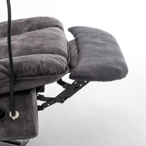 Black recliner, reclining lazy chair, mobile phone holder, large and comfortable reading chair, swivel gliding rocking chair, gold-stamped velvet