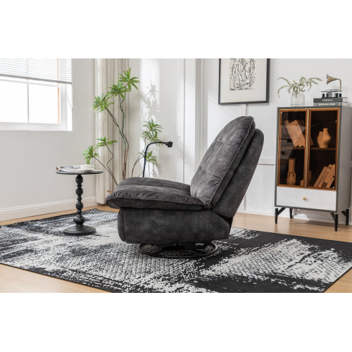 Black recliner, reclining lazy chair, mobile phone holder, large and comfortable reading chair, swivel gliding rocking chair, gold-stamped velvet