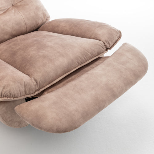 Natural brown recliner, reclining lazy chair, mobile phone holder, large and comfortable reading chair, swivel gliding rocking chair, gold-stamped velvet