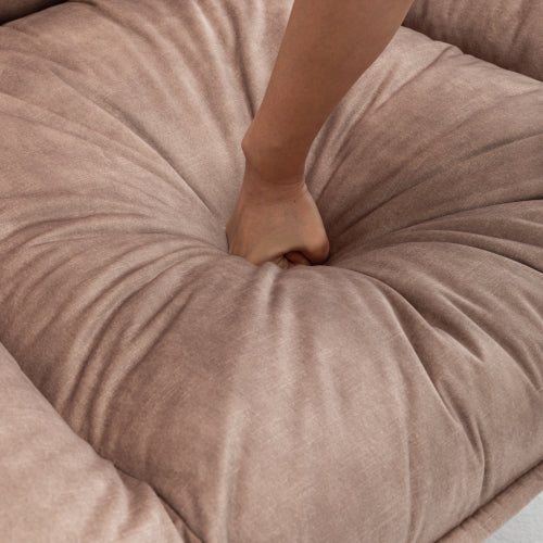 Natural brown recliner, reclining lazy chair, mobile phone holder, large and comfortable reading chair, swivel gliding rocking chair, gold-stamped velvet