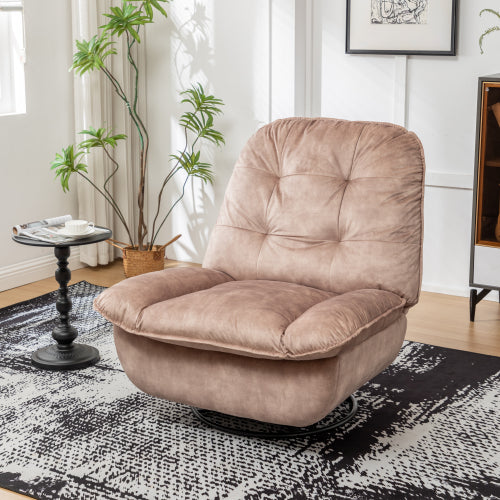Natural brown recliner, reclining lazy chair, mobile phone holder, large and comfortable reading chair, swivel gliding rocking chair, gold-stamped velvet