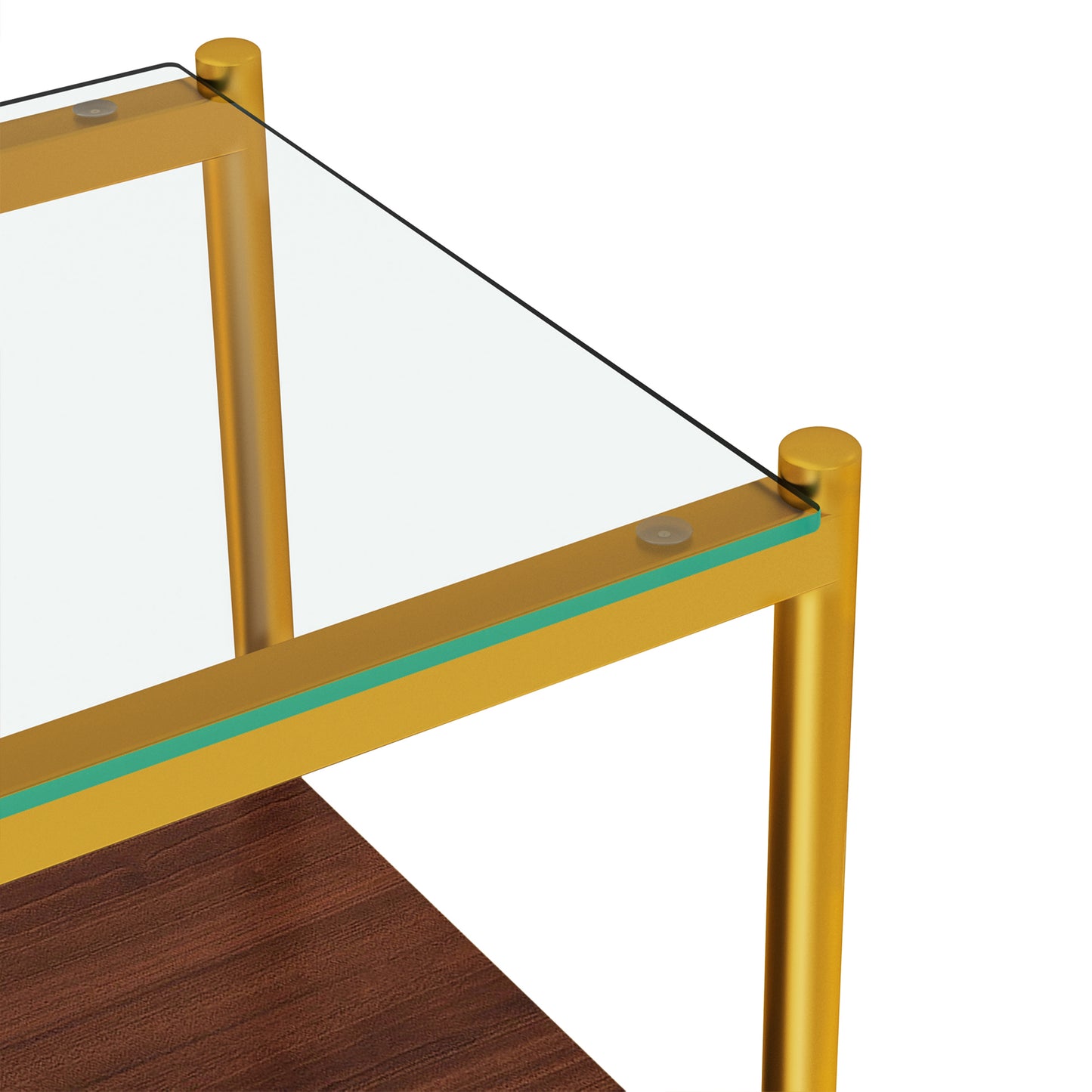 Set of 2 Rectangle End Table, Tempered Glass Tabletop with MDF layer, Modern Table for Living Room , Transparent Glass