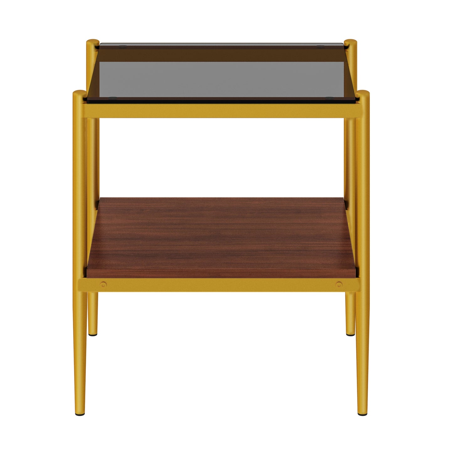 Set of 2 Rectangle End Table, Tempered Glass Tabletop with MDF layer, Modern Table for Living Room , Gray Glass