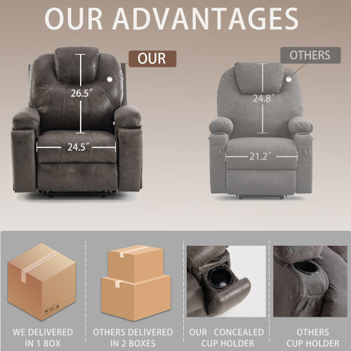 Power Lift Recliner Chair with Massage for Elderly, Overstuffed Wide Recliners, Heavy Duty and Safety Motion Reclining Mechanism