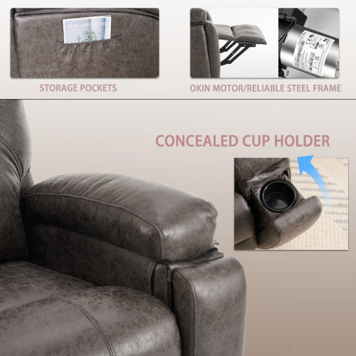Power Lift Recliner Chair with Massage for Elderly, Overstuffed Wide Recliners, Heavy Duty and Safety Motion Reclining Mechanism