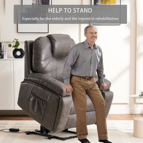 Power Lift Recliner Chair with Massage for Elderly, Overstuffed Wide Recliners, Heavy Duty and Safety Motion Reclining Mechanism