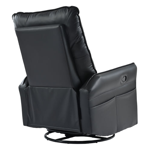 Rocking Recliner Chair,360°Swivel Nursery Rocking Chair,Glider Chair,Modern Small Rocking Swivel Recliner Chair for Bedroom,Living Room Chair Home Theater Seating,Side Pocket(Black+360°Swivel )