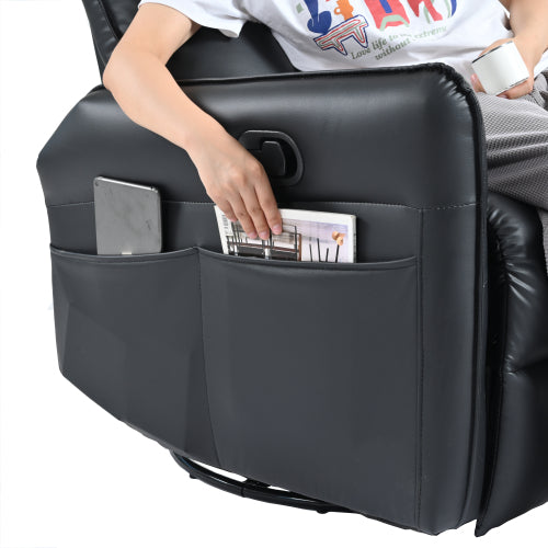 Rocking Recliner Chair,360°Swivel Nursery Rocking Chair,Glider Chair,Modern Small Rocking Swivel Recliner Chair for Bedroom,Living Room Chair Home Theater Seating,Side Pocket(Black+360°Swivel )