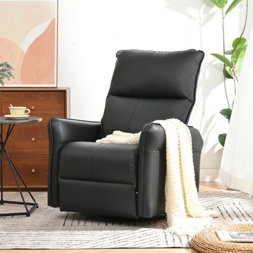 Rocking Recliner Chair,360°Swivel Nursery Rocking Chair,Glider Chair,Modern Small Rocking Swivel Recliner Chair for Bedroom,Living Room Chair Home Theater Seating,Side Pocket(Black+360°Swivel )