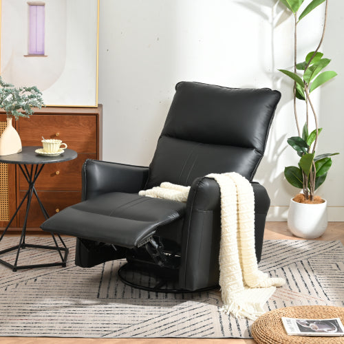 Rocking Recliner Chair,360°Swivel Nursery Rocking Chair,Glider Chair,Modern Small Rocking Swivel Recliner Chair for Bedroom,Living Room Chair Home Theater Seating,Side Pocket(Black+360°Swivel )