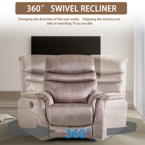 Rocking Swivel Recliner Chair for Living Room, 360 Degree Swivel, Adjustable Modern Reclining Chair, Classic and Traditional Recliner Sofa with Lumbar Support (Dark Grey)