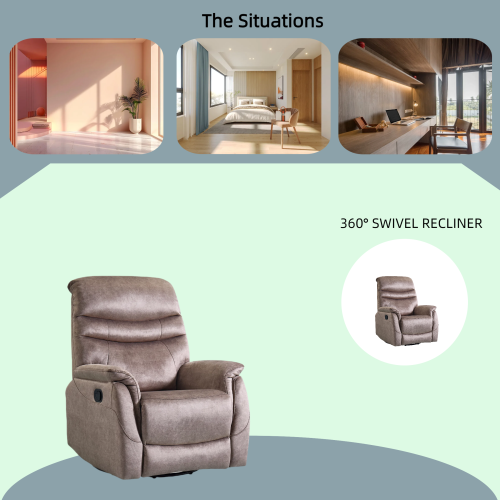 Rocking Swivel Recliner Chair for Living Room, 360 Degree Swivel, Adjustable Modern Reclining Chair, Classic and Traditional Recliner Sofa with Lumbar Support (Dark Grey)