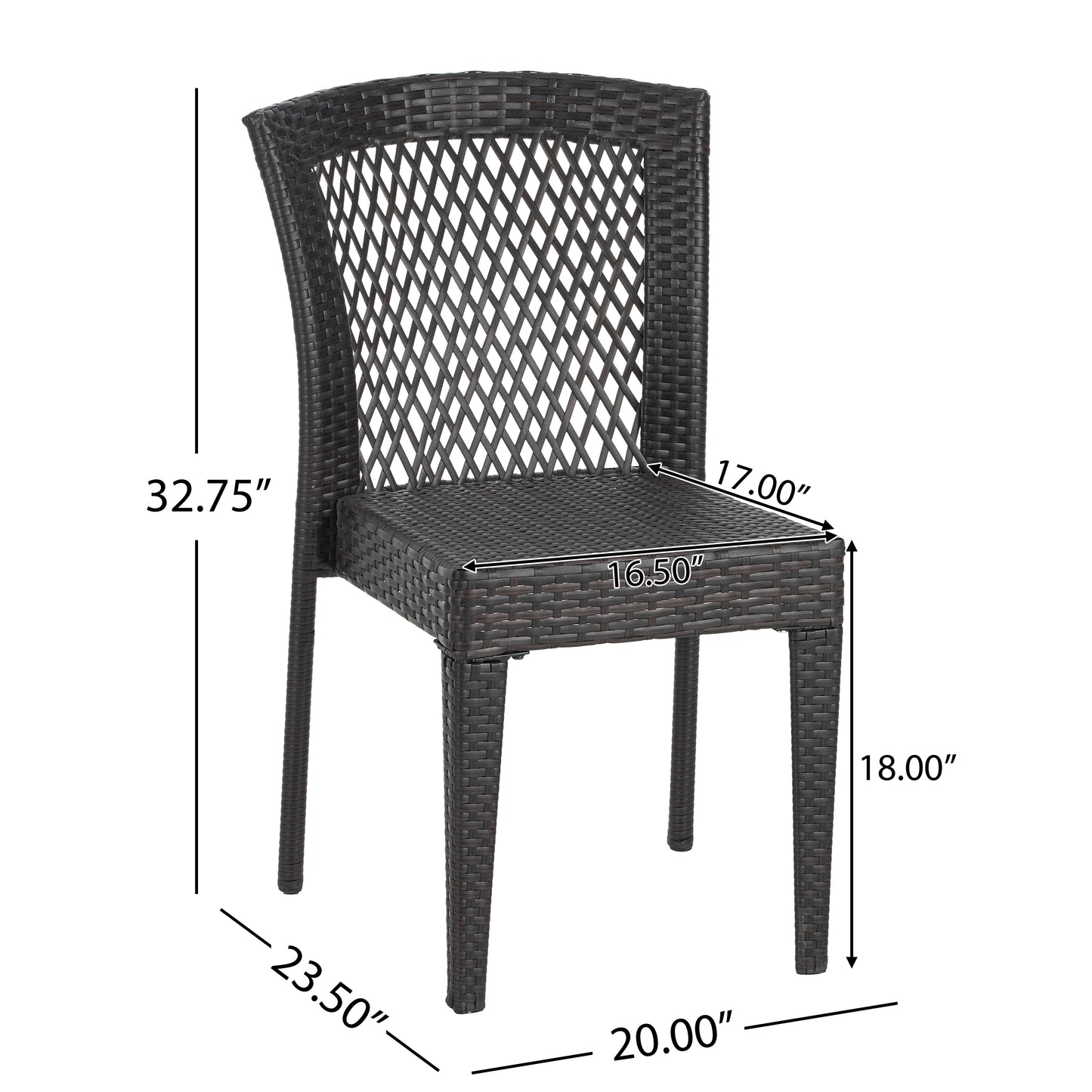 Outdoor Dining Chairs Set of 2, Stackable Chairs with UV-Resistant PE Rattan and Steel Frame, for Patio, Garden, Balcony, Supports 400lbs