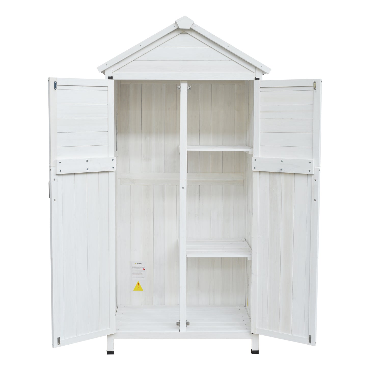 67" White Fir Wood Storage Shed with Double Doors