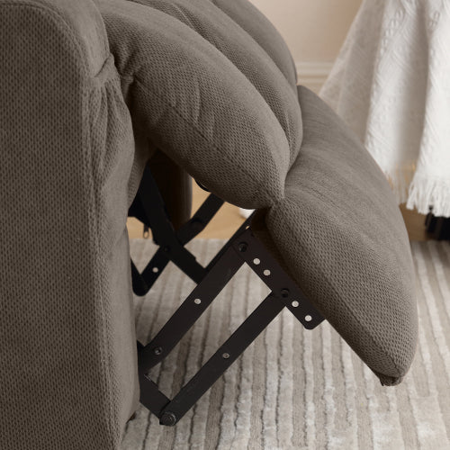 Swinging recliner massage heated sofa, with USB and 2 cup holders in side pockets, (Brown )