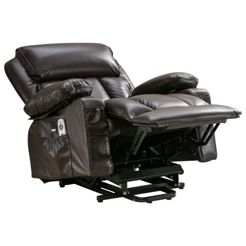 Power Electric massage lift lounge chair, suitable for the elderly, with heating and vibration functions,Fleece leather with USB, can be used for lying down. BROWN