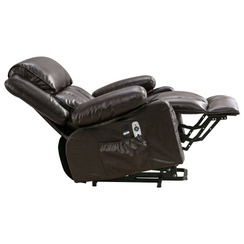 Power Electric massage lift lounge chair, suitable for the elderly, with heating and vibration functions,Fleece leather with USB, can be used for lying down. BROWN