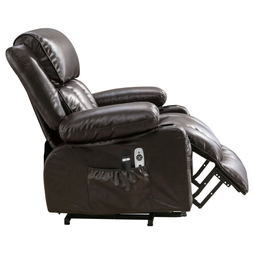 Power Electric massage lift lounge chair, suitable for the elderly, with heating and vibration functions,Fleece leather with USB, can be used for lying down. BROWN