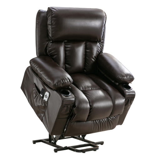 Power Electric massage lift lounge chair, suitable for the elderly, with heating and vibration functions,Fleece leather with USB, can be used for lying down. BROWN