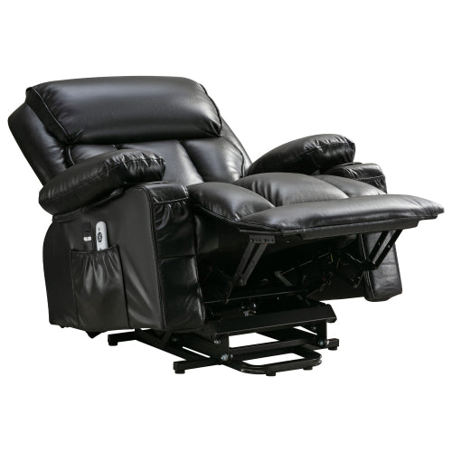Power Electric massage lift lounge chair, suitable for the elderly, with heating and vibration functions,Fleece leather with USB, can be used for lying down. BLACK
