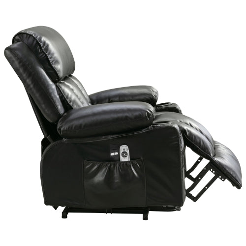 Power Electric massage lift lounge chair, suitable for the elderly, with heating and vibration functions,Fleece leather with USB, can be used for lying down. BLACK